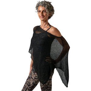 NEW Hand Knit Boho Lightweight Topper, Black, Gift Box